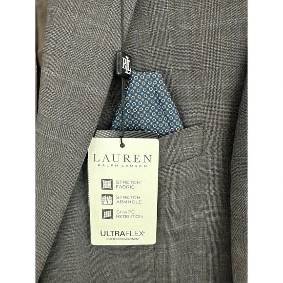 Lauren Ralph Lauren Ultraflex Gray Plaid Blazer Sport Coat Jacket 44L